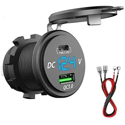 PD Type C USB Car Charger Socket and QC 3.0 Quick Charger 12V/24V Car Power Outlet Waterproof Socket 64W Dual USB Charger Socket Power Delivery 36W for Motorcycle Marine Boat RV ATV (Type C+ QC3.0(G)) PD Type C USB Car Charger Socket and QC 3.0 Quick Charger 12V/24V Car Power Outlet Waterproof Socket 64W Dual USB Charger Socket Power Delivery 36W for Motorcycle Marine Boat RV ATV (Type C+ QC3.0(G))