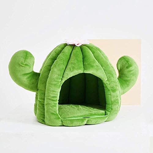VETRESKA Cat Bed Cactus Shape Soft Cat Cave with Removable Washable Cushioned Pillow, Green