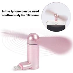 iPhone Fan, Portable Aluminum Alloy Shell Lightning Plugs Mini Cooler Rotating Fan for iPhone (Rose Gold)