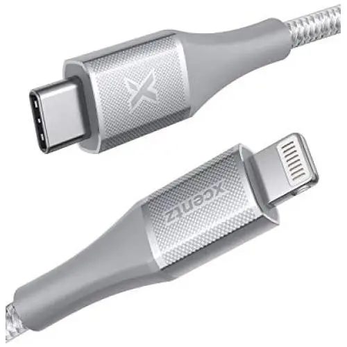 Xcentz iPhone 11 Charger, USB C to Lightning Cable [3ft Apple MFi Certified] Fast Charging Power Delivery Nylon Braided iPhone Cable for iPhone 11/11 Pro/11 Pro Max/XS Max/XS/XR/X/8/8 Plus, Silver