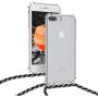 kwmobile Crossbody Case Compatible with Apple iPhone 7 Plus / 8 Plus - Clear Transparent TPU Cell Phone Cover with Neck Cord Lanyard Strap - Transparent/Black/White