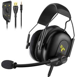 SOMIC G936N Gaming Headset for Xbox, PS4, Phone, Laptop: 7.1 Virtual(NO Drive) 50mm Surround Sound ENC Noise Reduction Ergonomics Design PUBG/LOL/Video Mode Headphone with Mic,3.5MM and USB Plug