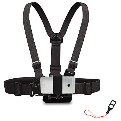 Smartphone Chest Mount with Action Mount Adapter for Smartphone, W/j-Hook & Screw, Operable with Any Smartphone. Strongest Hold on The Market. Sport Camera or Any iPhone, Samsung, etc. Easy to Use!