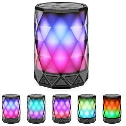 LED Portable Bluetooth Speakers with Lights, LFS Night Light IPX5 Waterproof Speakers, Color Change Diamond Shape Computer Speaker, Built-in Mic,TF Card and TWS, for iPhone Samsung Gaming Christmas