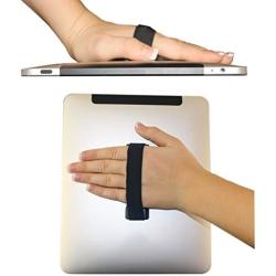 LoveHandle Tablet Grip For Tablets and Large Smartphones - LoveHandle XL Grip - Black Elastic Strap with Black Base (LHT-01-Black) - Finger Grip For Tablet and Large Phone