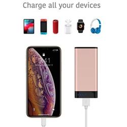 Portable Charger Power Bank Battery - by TalkWorks | 4000 mAh | Cell Phone Backup External Dual USB Power Pack for Apple iPhone 11, XR, XS, X, 8, 7, 6, iPad & Android for Samsung Galaxy - Rose Gold