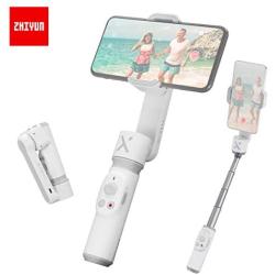 Zhiyun Smooth-X Phone-Gimbal-Stabilizer, Extendable Foldable 2-Axis-Selfie-Stick for iPhone Xs Max Huawei P20 with Face Tracking, Gesture Control(White)