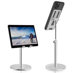 SLEYE Cell Phone Holder Tablet Stand Height and Angle Adjustable Desktop Phone Stand Sturdy All Aluminum Alloy Universal Phone Holder for Desk Compatible with 4"-10.5" Phones/iPad/Kindle/Tablet