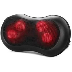 Naipo Shiatsu Massage Pillow Back Neck Massager with Heat Kneading for Shoulders, Lower Back Pain, Full Body, Legs, Foot Use at Home, Office, and Car, Black