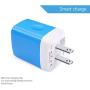USB Charger Multi Port, Ailkin Micro USB Charger Charging Block USB Wall Plug Travel Charger Outlet Fast Charger Brick USB Charging Block Compatible iPhone iPad, iPhone, and iWatch (Blue/3Port)