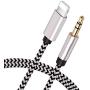 [Apple MFi Certified] iPhone to 3.5mm Car AUX Cable, [3.3FT/1M] Lightning to 3.5mm Audio Stereo Nylon Cord Compatible for iPhone 11/11 Pro/XS/XR/X 8 7, iPad to Home Stereo, Speaker, Headphone (Sliver)