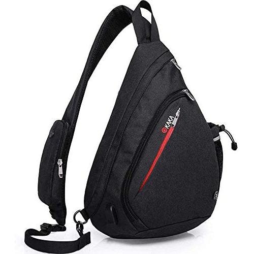 KAKA Sling Bag,Crossbody Backpack Shoulder Bag Travel With USB Charging Port