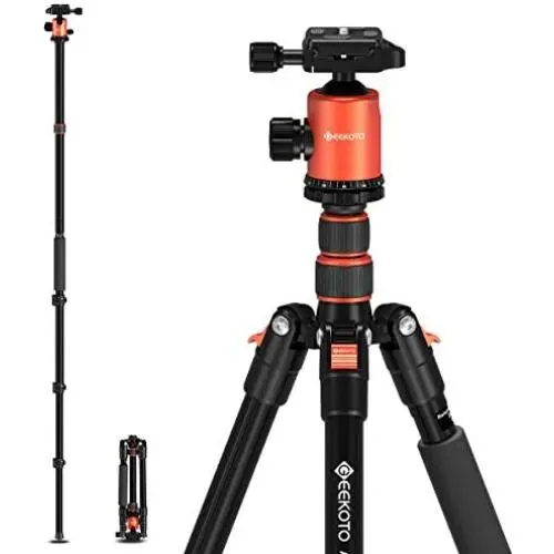 GEEKOTO 77 Tripod, Camera Tripod for DSLR, Compact Aluminum Tripod with 360 Degree Ball Head and 8kgs Load for Travel and Work GEEKOTO 77 Tripod, Camera Tripod for DSLR, Compact Aluminum Tripod with 360 Degree Ball Head and 8kgs Load for Travel and Work