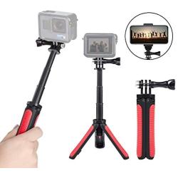 Taisioner Mini Selfie Stick Tripod Kit Two in One for GoPro Action Camera and Cell Phone Accessories