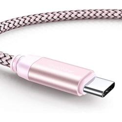 USB-C Cable Fast Charging 3A Fast Charge - 2 PK/6.6FT, AINOPE USB-A to Type-C Charger Cable,Durable Braided Armor C Cord Compatible Samsung Galaxy Note 9 8 S9 S8 S8 Plus S10,LG V30,V20 (Rose Gold)