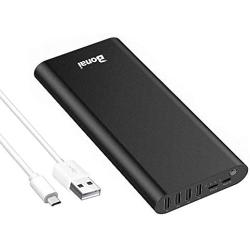 Portable Charger 20000mAh, BONAI iPhone Charger Aluminum External Battery Pack, 4 USB Output Ports(4.8A) Power Bank, High-Speed Charging Compatible iPhone X 8 7+ Plus Samsung S9 S8 iPad Tablet - Black