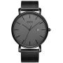 BUREI Mens Fashion Minimalist Wrist Watch Analog Date with Stainless Steel Mesh Band
