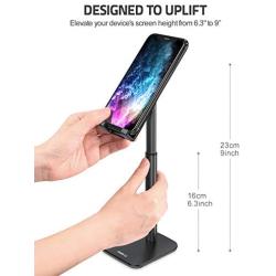 Nulaxy Phone Stand, Upgraded Height Angle Adjustable Cell Phone Stand, Cradle, Dock, Desk Phone Holder Compatible with iPhone Xs Xr 8 X 7 6 6s Plus SE 5 5s 5c, All Smartphones - Black
