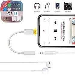 [Apple MFi Certified] iPhone 3.5 mm Headphone Jack Adapter, Lightning to 3.5mm Headphone Aux Audio Dongle Splitter Jack Adaptor Compatible for iPhone 11/11 Pro/XR/XS Max/X/8/7 Support All iOS System