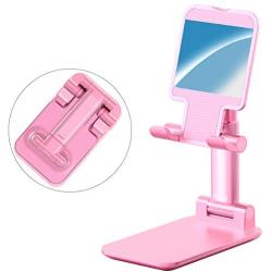 Cell Phone Stand, Jiduo Phone Holder Adjustable Height Smart Phone Accessories Compatible with Ipad Tablet for Desk Bedside Office Foldable (Pink)