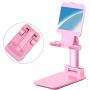 Cell Phone Stand, Jiduo Phone Holder Adjustable Height Smart Phone Accessories Compatible with Ipad Tablet for Desk Bedside Office Foldable (Pink)