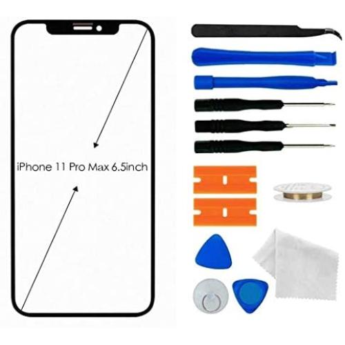 Apple iPhone 11 Pro Max 6.5 inch Outer Glass Lens Screen Replacement with Adhesive and Repair Tool Kit Front Glass Repair kit Compatible with(iPhone 11 Pro Max 6.5 inch)