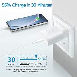 USB C Fast Wall Charger Compatible for iPhone 11, 11 Pro, 11 Pro Max, iPhone SE 2020, XR, Xs, Xs Max, X, 8, 8 Plus, iPad Pro 12.9 Gen 1/2, iPad Pro 10.5 - PD 18W Charger Adapter with Certified Cable