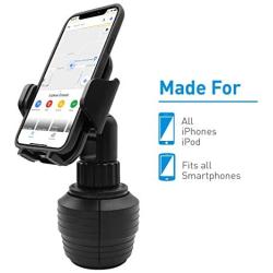 Cup Holder Phone Mount, Macally [Upgraded] Cell Phone Cup Holder for Car with Adjustable Smartphone Cradle Fit for iPhone 11 Pro XR XS Max X 8 7 Plus 6s Samsung S10+ Note 9 S8 Plus S7 Edge etc.