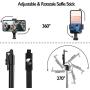 Selfie Stick, Extendable Selfie Stick Tripod with Detachable Wireless Remote and Tripod Stand Selfie Stick for iPhone X/iPhone 8/8 Plus/iPhone 7S9/S9 Plus/S8/S8 Plus/Note8,Huawei,More (Black)