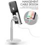 [2020 Upgraded] Cell Phone Stand, Height Angle Adjustable Phone Stand, Aenfor Thick Base Phone Holder Stand for Desk, Compatible with All Mobile Phones, White