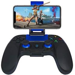 STOGA Mobile Game Controller Compatible for iPhone iOS & Android,Wireless Remote Controller with Vibration Feedback, Mobile Phone Holder (Blue)