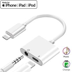 for iPhone Headphone Adapter Charger Aux Splitter Adapter for iPhone 11/7/7 Plus/ 8/8 Plus/X/10/ XS/XS Max/XR Dongle Charge and Listen to Music Audio Adapter