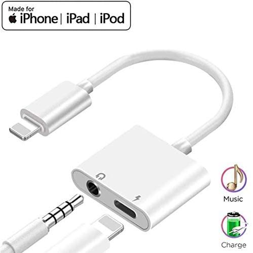 for iPhone Dongle Splitter Charger Aux Audio Adapter 3.5 mm Headphone Jack Adapter for iPhone 11/7/7 Plus/ 8/8 Plus/X/10/ XS/XS Max/XR Charge and Listen to Music Adapter