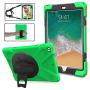 iPad 9.7 Rugged Protective Case with Strap for Kids Girls Boys, TSQ Heavy Duty Hard Durable Defender Drop Kids Shock Proof Case with Rotation Stand,Handle Hand Strap Grip& Neck Shoulder Strap Green