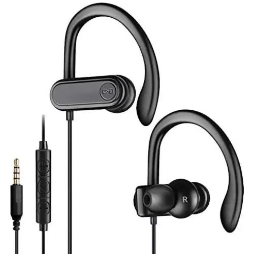 Sport Headphones with Microphone, Running Earbuds with Wrap-Around Ear Hooks, Ideal for for Workout Gym Exercise, Wired Earphones with 3.5mm Plug Compatible with Smartphone Tablet PC, CGS-W3 Sport Headphones with Microphone, Running Earbuds with Wrap-Around Ear Hooks, Ideal for for Workout Gym Exercise, Wired Earphones with 3.5mm Plug Compatible with Smartphone Tablet PC, CGS-W3