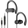 Sport Headphones with Microphone, Running Earbuds with Wrap-Around Ear Hooks, Ideal for for Workout Gym Exercise, Wired Earphones with 3.5mm Plug Compatible with Smartphone Tablet PC, CGS-W3