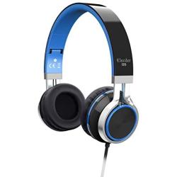 Elecder i39 Headphones with Microphone Foldable Lightweight Adjustable On Ear Headsets with 3.5mm Jack for iPad Cellphones Computer MP3/4 Kindle Airplane School Blue/Black