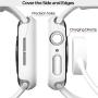 pzoz Compatible Apple Watch Series 5 / Series 4 Case with Screen Protector 44mm Accessories Slim Guard Thin Bumper Full Coverage Matte Hard Cover Defense Edge for Women Men New Gen GPS iWatch (White)