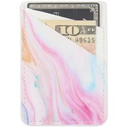 uCOLOR Phone Card Holder PU Leather Wallet Pocket Credit Card ID Case Pouch 3M Adhesive Sticker on Phone Samsung Galaxy Android Smartphones(fit for 4.7" Phone or Above) (Pastel Marble)