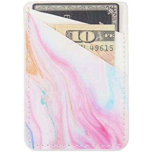 uCOLOR Phone Card Holder PU Leather Wallet Pocket Credit Card ID Case Pouch 3M Adhesive Sticker on Phone Samsung Galaxy Android Smartphones(fit for 4.7" Phone or Above) (Pastel Marble)