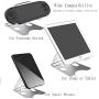 Adjustable Tablet Stand, Foldable Cell Phone Stand Holder Dock, Aluminum Universal Desk Stand Fit for iPhone,iPad,Tablet Display, Desktop Holder for Kindle Fire,Nitendo Switch,All Mobile Phone, Silver