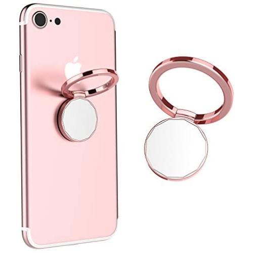 ICEYA Phone Ring Holder 360° Rotation Mirrior Phone Ring Stand Fit Well with Magnetic Phone Mount Holder Compatible with iPhone 8 Plus/XS Max and Other Smartphones (Rose Gold)