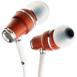 Symphonized NRG X Wood Earbuds Wired with Microphone, Stereo in Ear Headphones for Computer & Laptop, Noise Isolating Earphones for Android Cell Phone with Booming Bass (White)