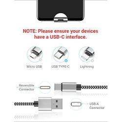 USB C Cable Fast Charging 3A 5-Pack (3.3/3.3/6.6/6.6/10FT) Nylon Braided USB Type C Cable Fast Charging Cord for Samsung Galaxy S10 S9 S8 Plus Note 10 9 8,Moto Z Z3,LG V50 G8,Other USB C Devices