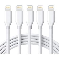 iPhone Charger Cable Lightning Cable 5 Pack 6FT Fast Charging Cords Syncing Extra Long USB iPhone Charging Cord Compatible iPhone 11/XS/Max/XR/X/8/8P/7/7P/6/iPad/IOS White SHARLLEN