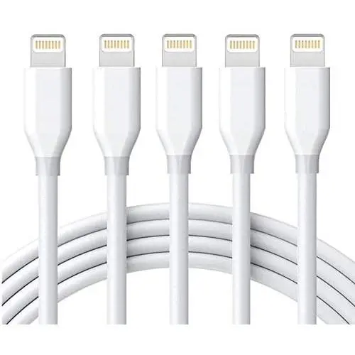 iPhone Charger Cable Lightning Cable 5 Pack 6FT Fast Charging Cords Syncing Extra Long USB iPhone Charging Cord Compatible iPhone 11/XS/Max/XR/X/8/8P/7/7P/6/iPad/IOS White SHARLLEN