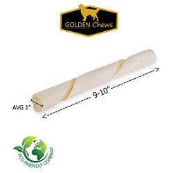 Golden Chews Natural Roll Twist Sticks 9-10 Inches Dog Treat. Extra Thick, Single Sheet. (20 Pack)