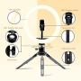 Qwoo 10 Selfie Ring Light with Tripod Stand, LED Beauty Ring Light with Phone Holder for Streaming & YouTube Video Makeup Compatible with iPhone/Android, 3 Light Modes & 10 Brightness Levels