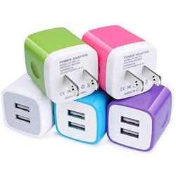 USB Charger Plug, Wall Charger, Charging Block, 5-Pack 2.1A/5V Portable Power Cube Charger Adapter Compatible with iPhone 11/11 Pro Max/Xs Max/Xs/XR/X/8/7/6S/6 Plus, Samsung, LG, Moto, Android Phone