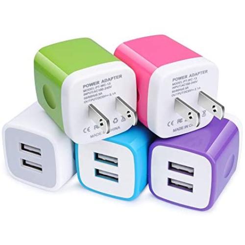 USB Charger Plug, Wall Charger, Charging Block, 5-Pack 2.1A/5V Portable Power Cube Charger Adapter Compatible with iPhone 11/11 Pro Max/Xs Max/Xs/XR/X/8/7/6S/6 Plus, Samsung, LG, Moto, Android Phone